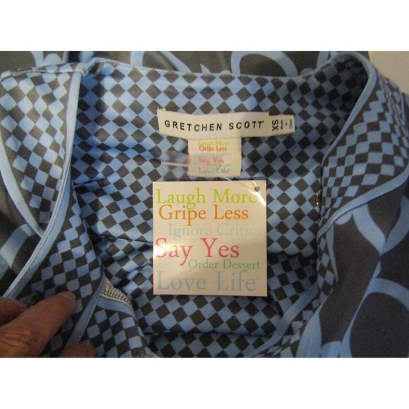 Gretchen Scott Dress NWT Trimmed Up Dip & Dot Gray Blue Retail $212 Size XS - Picture 10 of 15